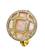 Diamond Cut-out Circle Pink Mother of Pearl Cocktail Ring