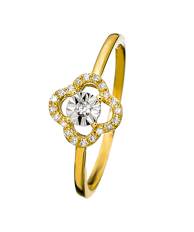 White and Yellow Gold Flower Ring
