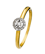 White and Yellow Gold Circle Pave Ring