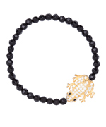 Gold Onyx and CZ Frog Stretch Bracelet