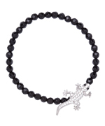 Silver Onyx and CZ Lizard Stretch Bracelet