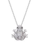 Silver and CZ Frog Pendant Necklace