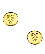 Me + Mi Gold Discs with Etched Heart Outline Earrings