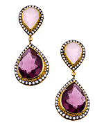 Meghna Designs Pink and Purple Double Drop Parineta Earrings