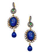 Meghna Designs Lapis and CZ Triple Drop Earrings