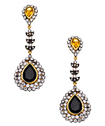 Meghna Designs Citrine Black Onyx and CZ Drop Earrings