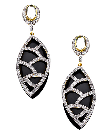 Meghna Designs Black and CZ Marquise Earrings