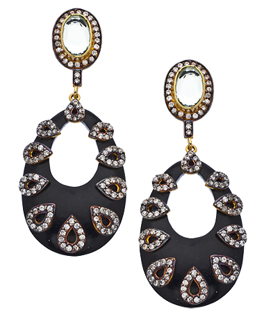 Meghna Designs Gold Black and CZ Myra Earrings