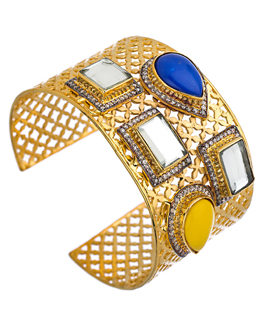 Meghna Designs Gold and Crystal Envy Cuff Bracelet