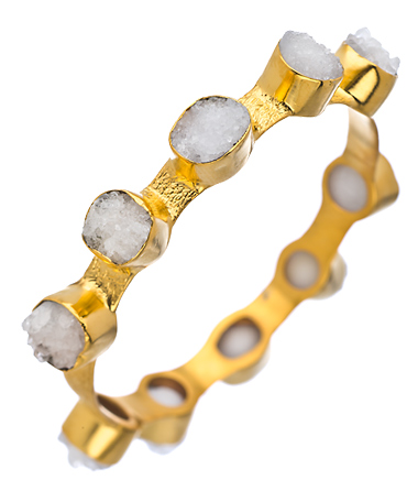 Meghna Designs Gold and White Druzy Bangle Bracelet