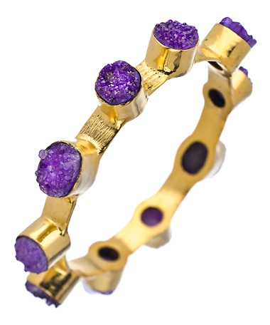 Meghna Designs Gold and Purple Druzy Bangle Bracelet