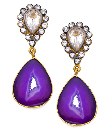 Meghna Designs Gold CZ and Druzy Haley Earrings