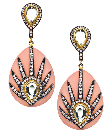 Meghna Designs Gold Peach and CZ Mohawk Earrings