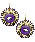 Meghna Designs Amethyst Druzy Round Drop Earrings