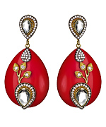 Meghna Designs Red Resin Leaf Earrings