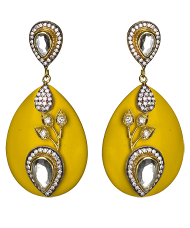 Meghna Designs Yellow Resin Leaf Earrings
