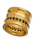 Melinda Maria Gold and Black CZ Cigar Band Ring