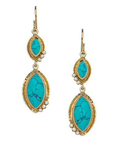 Melinda Maria Serena Gold Turquoise White CZ Earrings