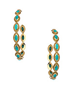 Melinda Maria Gwyneth Gold Turquoise Medium Hoops