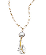 MerriJane Morrison Jewelry Small silver Fern and Pearl Necklace