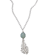 MerriJane Morrison Jewelry Silver Fern Leaf Aquamarine Necklace