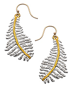 MerriJane Morrison Jewelry Medium Gold and Silver Fern Leaf Earrings