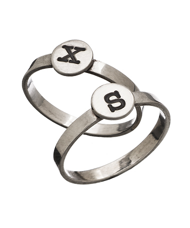 Metal Pressions Silver Typewriter Initial Ring