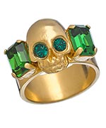 Michael Spirito Gold and Bronze Swarovski Skull Ring