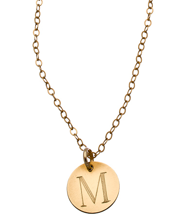 Miriam Merenfeld Gold Block Initial Pendant Necklace