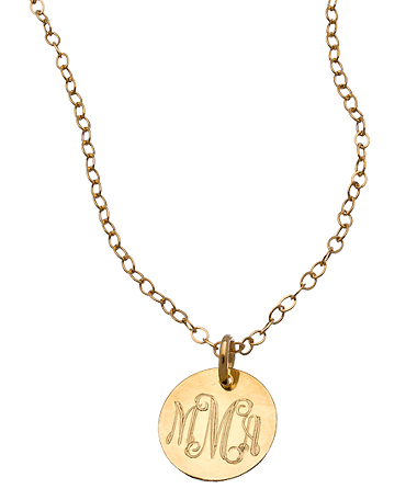 Miriam Merenfeld Gold Mini Monogram Pendant Necklace
