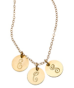 Miriam Merenfeld Gold Three Disc Personalized Script Initial Pendant Necklace