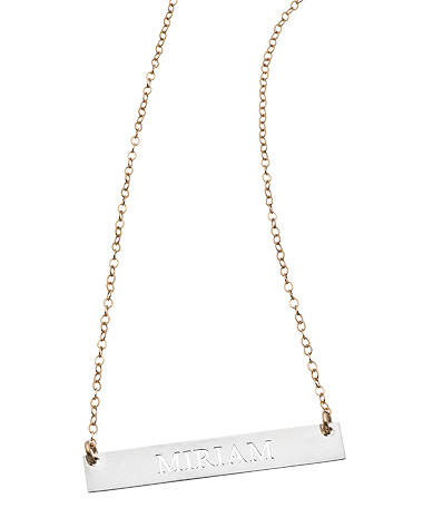 Miriam Merenfeld Mixed Metal Personalized Horizontal Bar Pendant Necklace