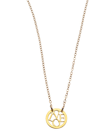 Miriam Merenfeld Gold Circle Love Pendant Necklace