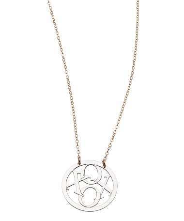 Miriam Merenfeld Silver Circle XOXO Pendant Necklace