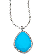 Miriam Salat Turquoise Silver and CZ Nugget Pendant Necklace