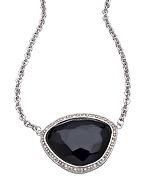 Miriam Salat Black CZ and Silver Small Nugget Pendant Necklace