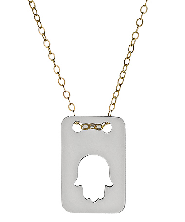 Miriam Merenfeld Sterling Silver Hamsa Symbol Tag Necklace