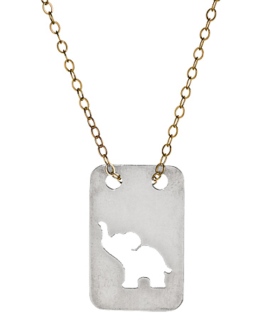 Miriam Merenfeld Sterling Silver Good Luck Elephant Tag Necklace