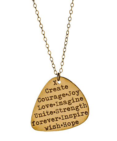 Miriam Merenfeld Engraved Guitar Pick Create Courage Necklace