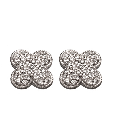 Morris and David White Clover Diamond Earrings