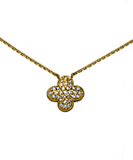 Morris and David Yellow Gold Clover Necklace