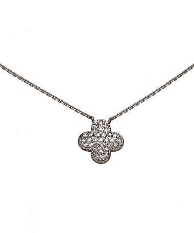 Morris and David White Gold Clover Necklace