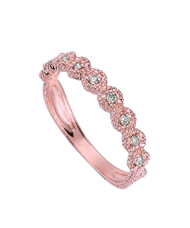 Morris & David Rose Gold and Nine Diamonds Stacking Ring