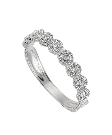 Morris & David White Gold and Nine Diamonds Stacking Ring