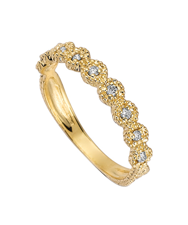 Morris & David Gold and Nine Diamonds Stacking Ring