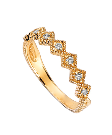 Morris & David Gold and Seven Diamonds Stacking Ring