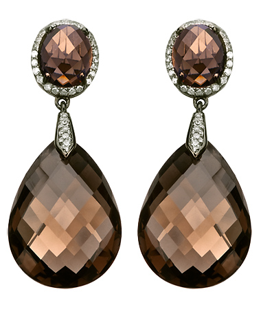 Mystic Light Tear Drop Smokey Quartz Earrings