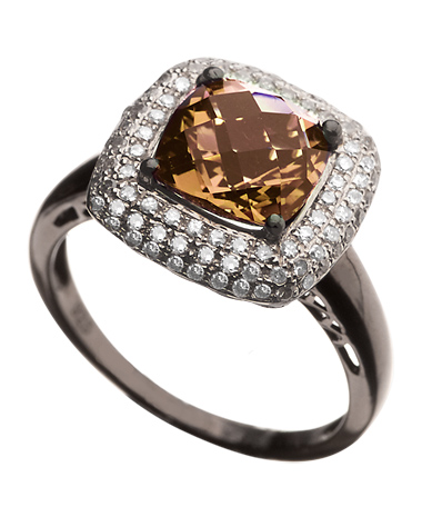 Mystic Light Cushion Cut Smokey Quartz Cocktail Ring