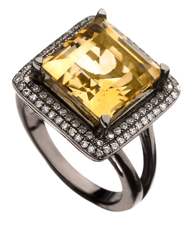 Mystic Light Princess Cut Citrine Cocktail Ring