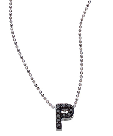 Mystic Light Black Pave Diamond Initial Pendant Necklace